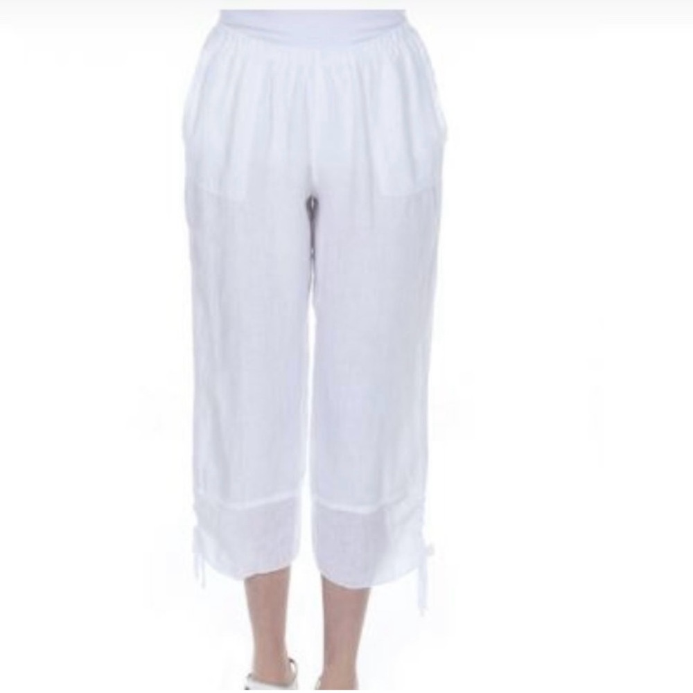 Fenini White Linen Cropped Pants - Sz M